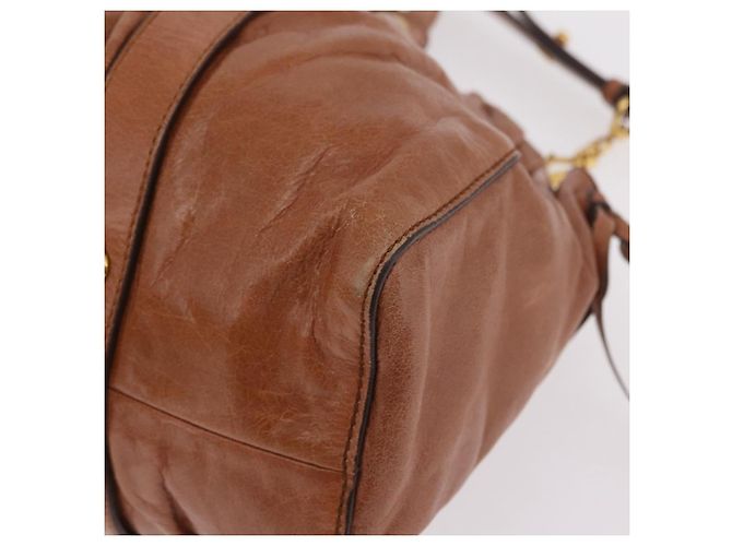 Miu Miu Handtasche Leder 2way Braun Gold Authentisch 167726M Golden - Ansicht 18