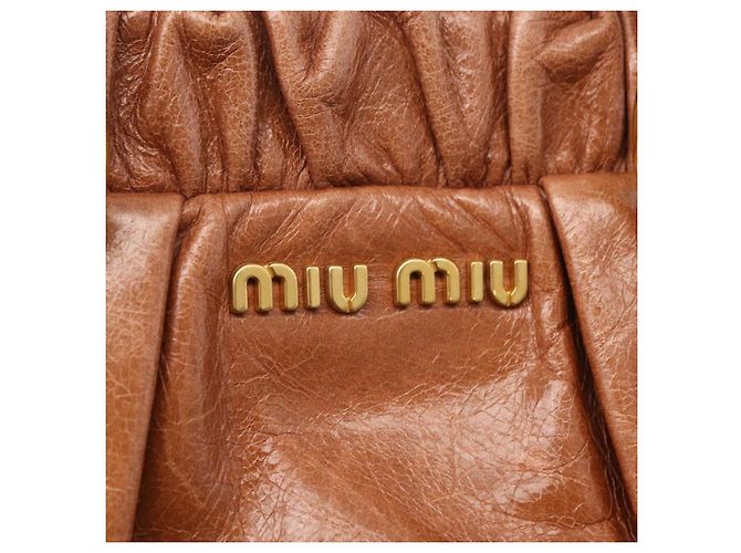 Miu Miu Handtasche Leder 2way Braun Gold Authentisch 167726M Golden - Ansicht 23
