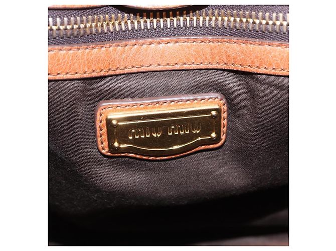 Miu Miu Handtasche Leder 2way Braun Gold Authentisch 167726M Golden - Ansicht 24