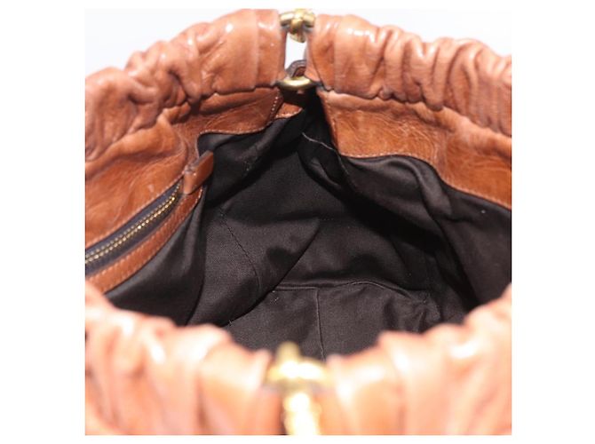 Miu Miu Handtasche Leder 2way Braun Gold Authentisch 167726M Golden - Ansicht 25