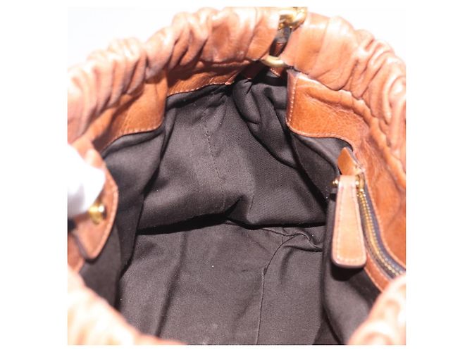 Miu Miu Handtasche Leder 2way Braun Gold Authentisch 167726M Golden - Ansicht 26