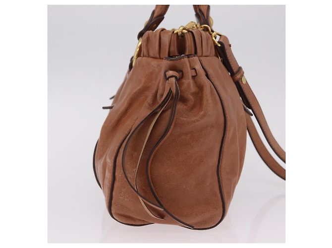 Miu Miu Handtasche Leder 2way Braun Gold Authentisch 167726M Golden - Ansicht 4