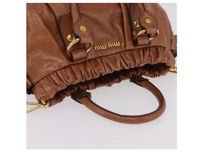 Miu Miu Handtasche Leder 2way Braun Gold Authentisch 167726M Golden - Ansicht 6