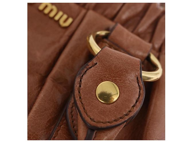 Miu Miu Handtasche Leder 2way Braun Gold Authentisch 167726M Golden - Ansicht 8