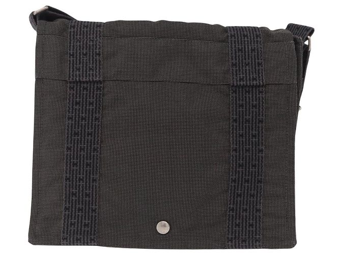 Hermès HERMES Her Line Bassus PM Shoulder Bag Canvas Gray Auth bs37227 Marrone - vista 13