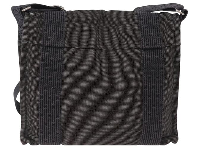 Hermès HERMES Her Line Bassus PM Shoulder Bag Canvas Gray Auth bs37227 Marrone - vista 2