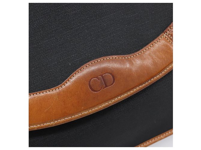 Sac Pochette Christian Dior Canvas Black Gold Auth 207523 Noir Doré - vue 17
