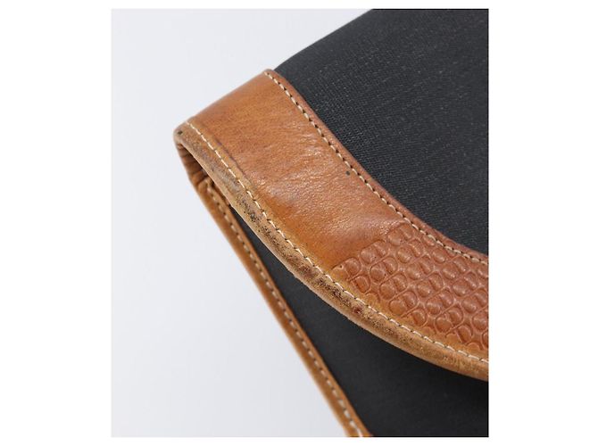 Sac Pochette Christian Dior Canvas Black Gold Auth 207523 Noir Doré - vue 9