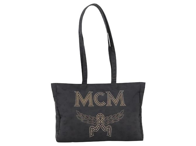 MCM Logogram Vicetos Tote Bag PVC Black Gold Auth 205249 Schwarz Golden - vista 13