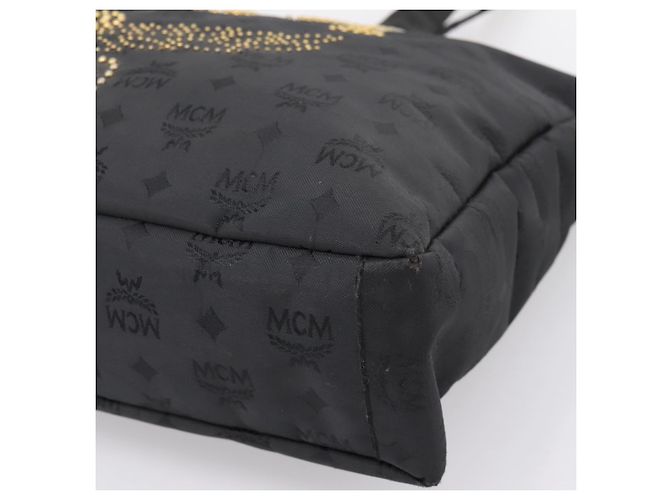 MCM Logogram Vicetos Tote Bag PVC Black Gold Auth 205249 Schwarz Golden - vista 9