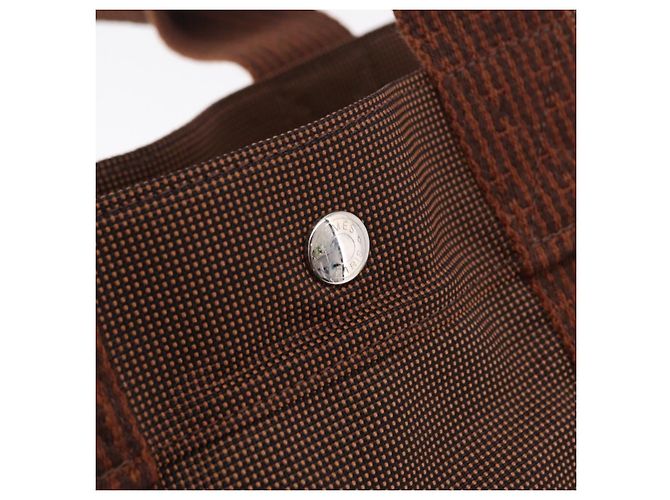 Hermès HERMES Her Line MM Hand Bag Canvas Brown Silver Auth 207690A Braun Silber - Ansicht 17