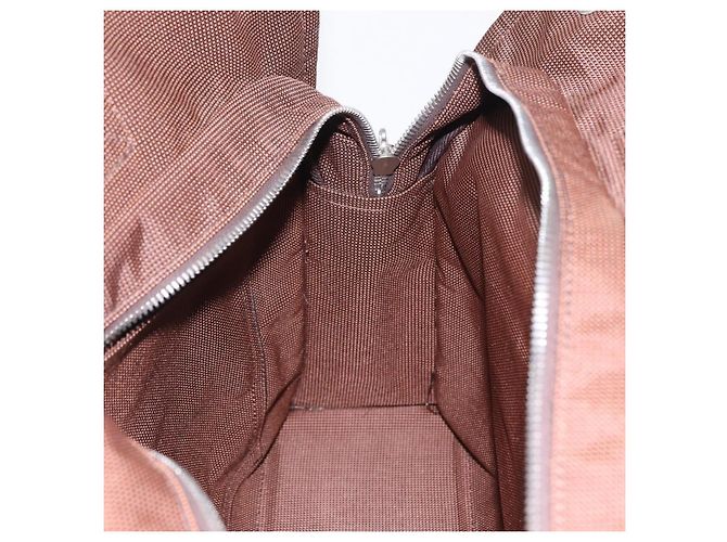 Hermès HERMES Her Line MM Hand Bag Canvas Brown Silver Auth 207690A Braun Silber - Ansicht 20