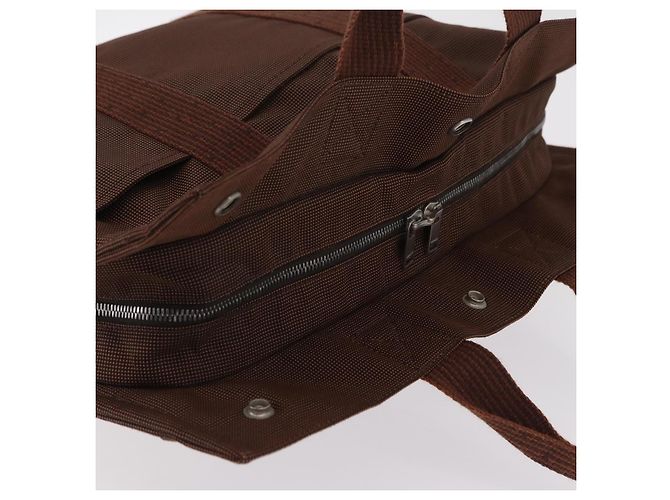 Hermès HERMES Her Line MM Hand Bag Canvas Brown Silver Auth 207690A Braun Silber - Ansicht 6