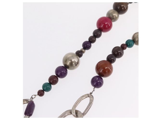 Collana CHANEL Metallo Argento Multicolor CC Auth bs37084 Multicolore - vista 10