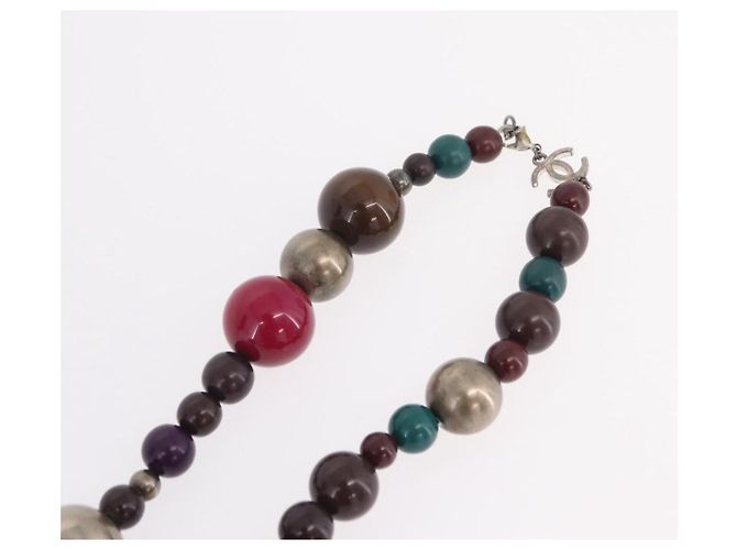 Collana CHANEL Metallo Argento Multicolor CC Auth bs37084 Multicolore - vista 11
