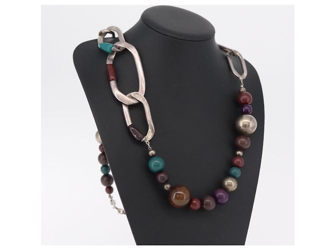 Collana CHANEL Metallo Argento Multicolor CC Auth bs37084 Multicolore - vista 16