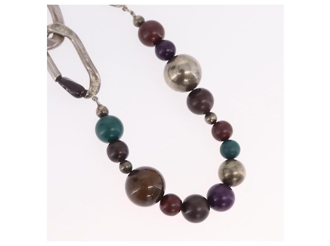 Collana CHANEL Metallo Argento Multicolor CC Auth bs37084 Multicolore - vista 3