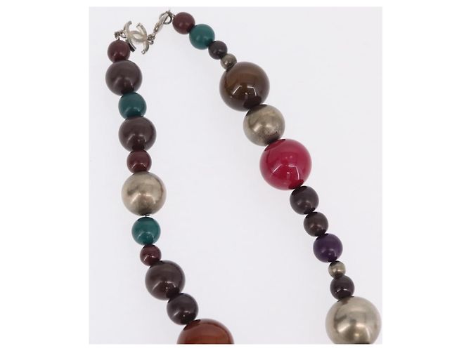 Collana CHANEL Metallo Argento Multicolor CC Auth bs37084 Multicolore - vista 6