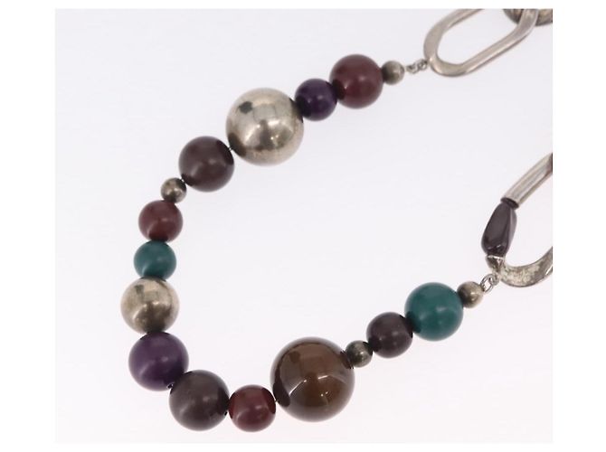 Collana CHANEL Metallo Argento Multicolor CC Auth bs37084 Multicolore - vista 8
