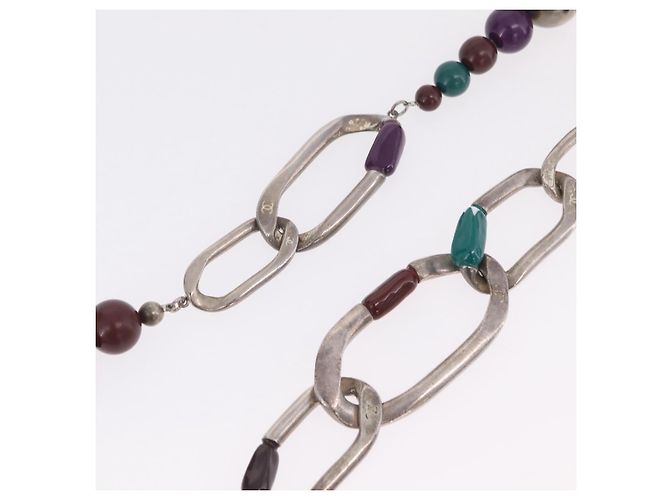 Collana CHANEL Metallo Argento Multicolor CC Auth bs37084 Multicolore - vista 9