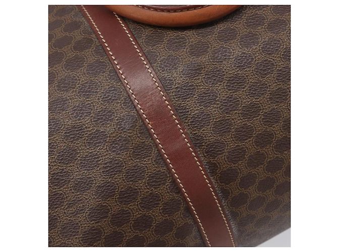 Céline Borsa Boston CELINE Macadam Canvas PVC Pelle Marrone Oro Auth 205213V D'oro - vista 10