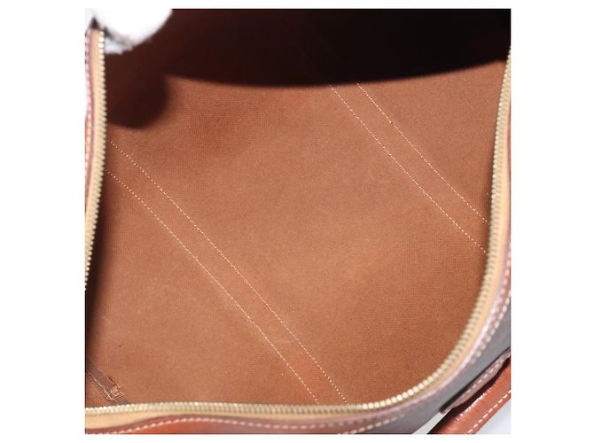 Céline Borsa Boston CELINE Macadam Canvas PVC Pelle Marrone Oro Auth 205213V D'oro - vista 11