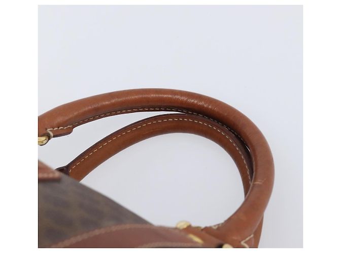 Céline Borsa Boston CELINE Macadam Canvas PVC Pelle Marrone Oro Auth 205213V D'oro - vista 14