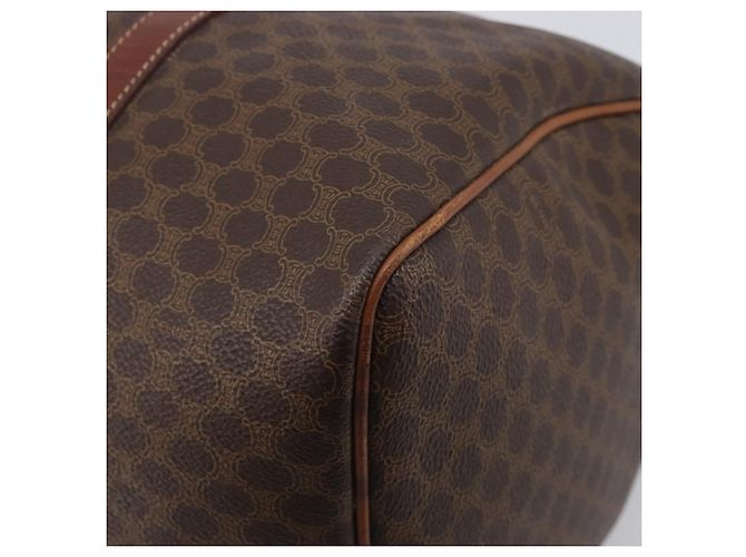 Céline Borsa Boston CELINE Macadam Canvas PVC Pelle Marrone Oro Auth 205213V D'oro - vista 15