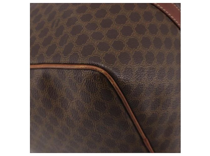 Céline Borsa Boston CELINE Macadam Canvas PVC Pelle Marrone Oro Auth 205213V D'oro - vista 16