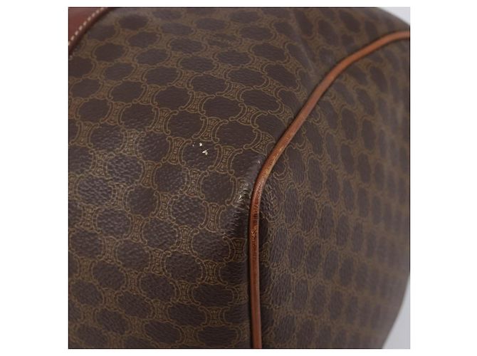 Céline Borsa Boston CELINE Macadam Canvas PVC Pelle Marrone Oro Auth 205213V D'oro - vista 17
