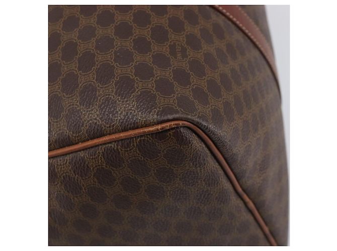 Céline Borsa Boston CELINE Macadam Canvas PVC Pelle Marrone Oro Auth 205213V D'oro - vista 18