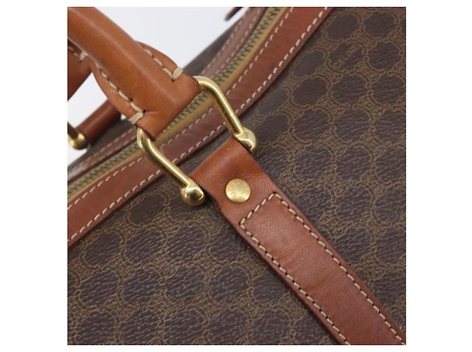 Céline Borsa Boston CELINE Macadam Canvas PVC Pelle Marrone Oro Auth 205213V D'oro - vista 19
