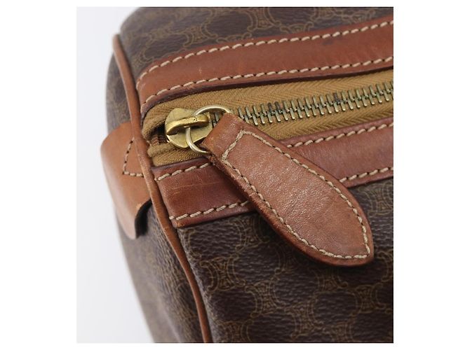 Céline Borsa Boston CELINE Macadam Canvas PVC Pelle Marrone Oro Auth 205213V D'oro - vista 21