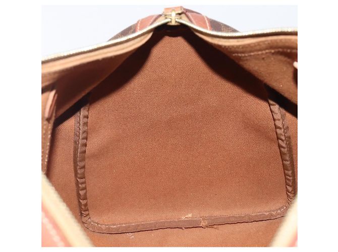 Céline Borsa Boston CELINE Macadam Canvas PVC Pelle Marrone Oro Auth 205213V D'oro - vista 22