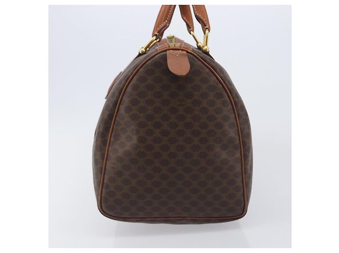 Céline Borsa Boston CELINE Macadam Canvas PVC Pelle Marrone Oro Auth 205213V D'oro - vista 4