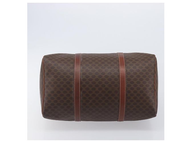Céline Borsa Boston CELINE Macadam Canvas PVC Pelle Marrone Oro Auth 205213V D'oro - vista 5