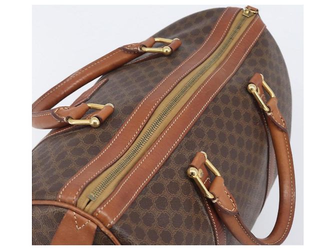 Céline Borsa Boston CELINE Macadam Canvas PVC Pelle Marrone Oro Auth 205213V D'oro - vista 6