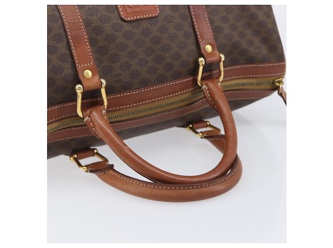 Céline Borsa Boston CELINE Macadam Canvas PVC Pelle Marrone Oro Auth 205213V D'oro - vista 8
