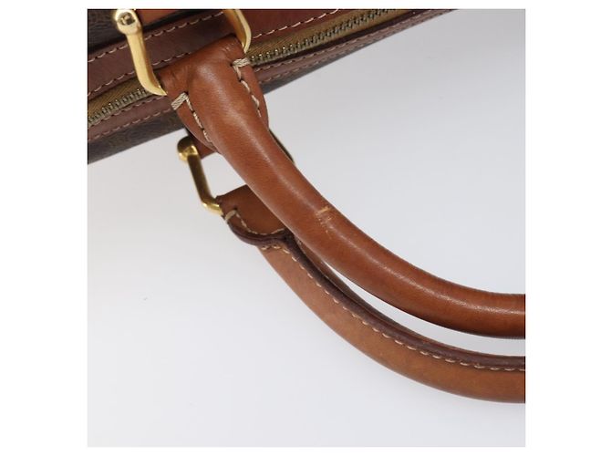 Céline Borsa Boston CELINE Macadam Canvas PVC Pelle Marrone Oro Auth 205213V D'oro - vista 9