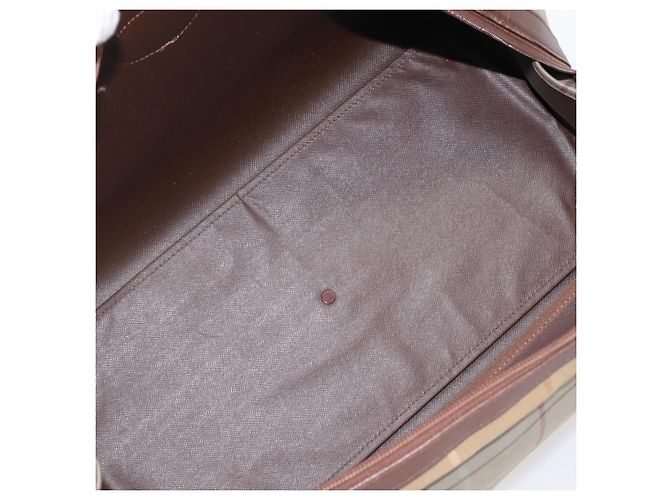 Bolsa Boston Burberrys Nova Check Canvas Beige Gold Auth ep15916 Bege Dourado - vista 12