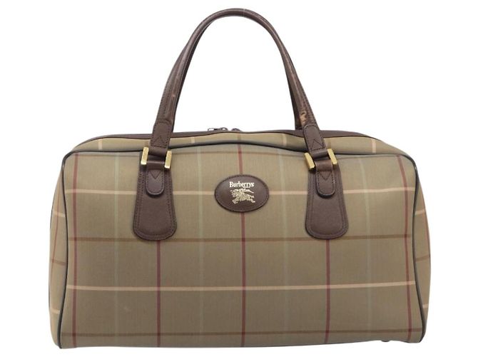 Bolsa Boston Burberrys Nova Check Canvas Beige Gold Auth ep15916 Bege Dourado - vista 13