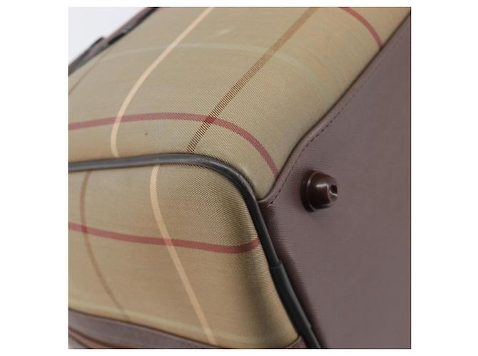 Bolsa Boston Burberrys Nova Check Canvas Beige Gold Auth ep15916 Bege Dourado - vista 15