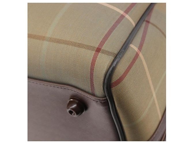 Bolsa Boston Burberrys Nova Check Canvas Beige Gold Auth ep15916 Bege Dourado - vista 16