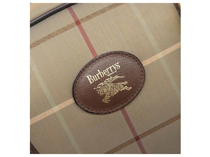 Bolsa Boston Burberrys Nova Check Canvas Beige Gold Auth ep15916 Bege Dourado - vista 18
