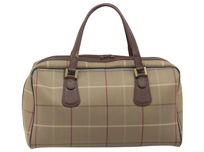 Bolsa Boston Burberrys Nova Check Canvas Beige Gold Auth ep15916 Bege Dourado - vista 2