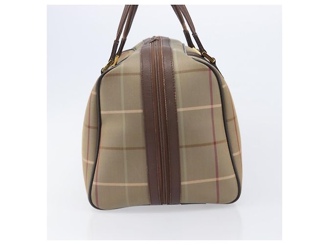 Bolsa Boston Burberrys Nova Check Canvas Beige Gold Auth ep15916 Bege Dourado - vista 3
