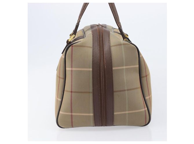 Bolsa Boston Burberrys Nova Check Canvas Beige Gold Auth ep15916 Bege Dourado - vista 4