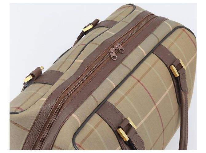 Bolsa Boston Burberrys Nova Check Canvas Beige Gold Auth ep15916 Bege Dourado - vista 6