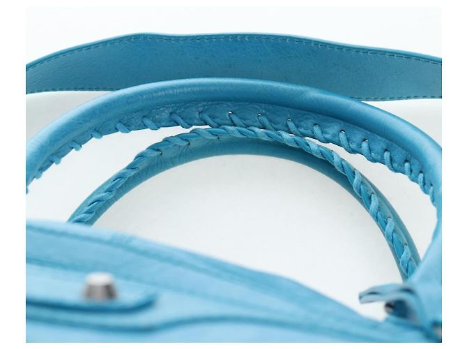 Borsa Balenciaga Classic Squash Bag in pelle 2way Blu Argento 285698 Auth BA16025M - vista 14