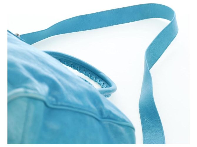 Borsa Balenciaga Classic Squash Bag in pelle 2way Blu Argento 285698 Auth BA16025M - vista 15